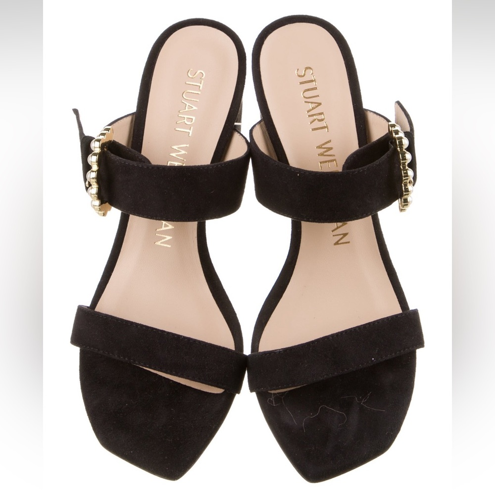 Stuart Weitzman pearl block heel sandals!